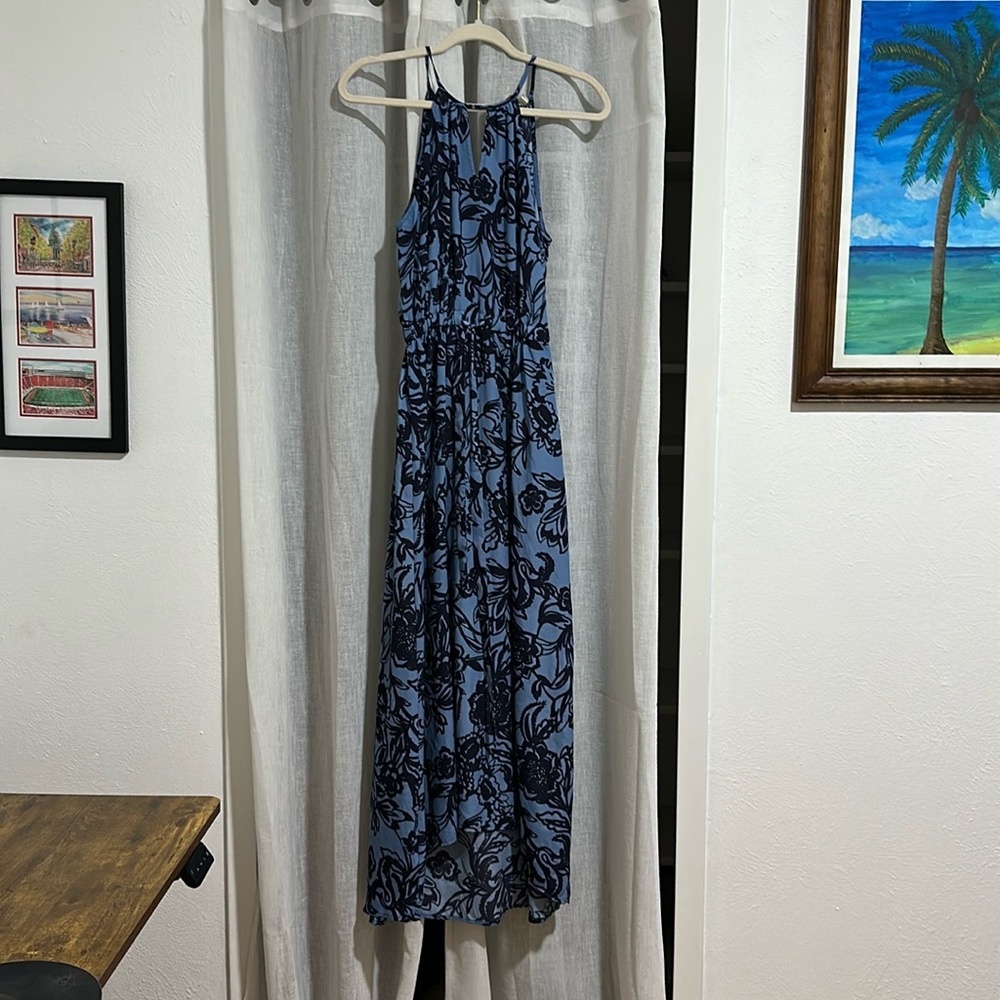 LOFT blue floral maxi dress